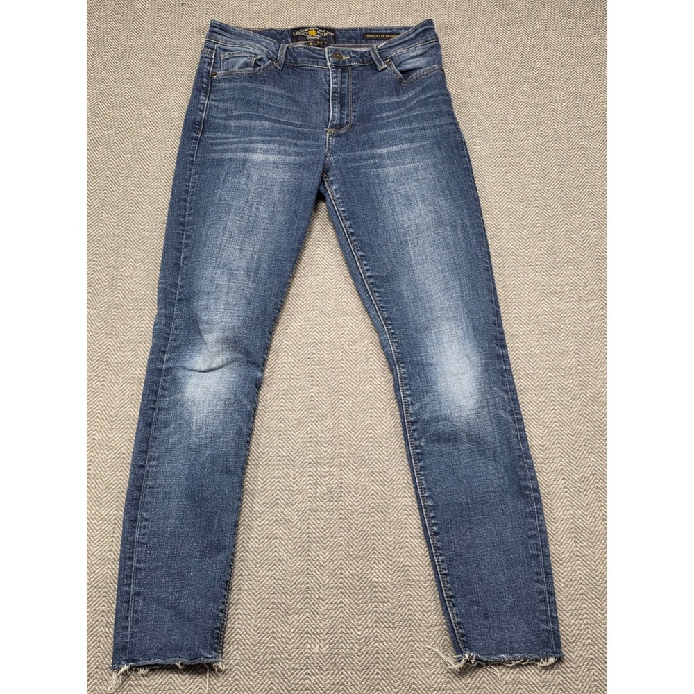 Lucky Brand Bridgette Skinny Jeans Women Blue‎ Wash Raw Hem Size 4 27